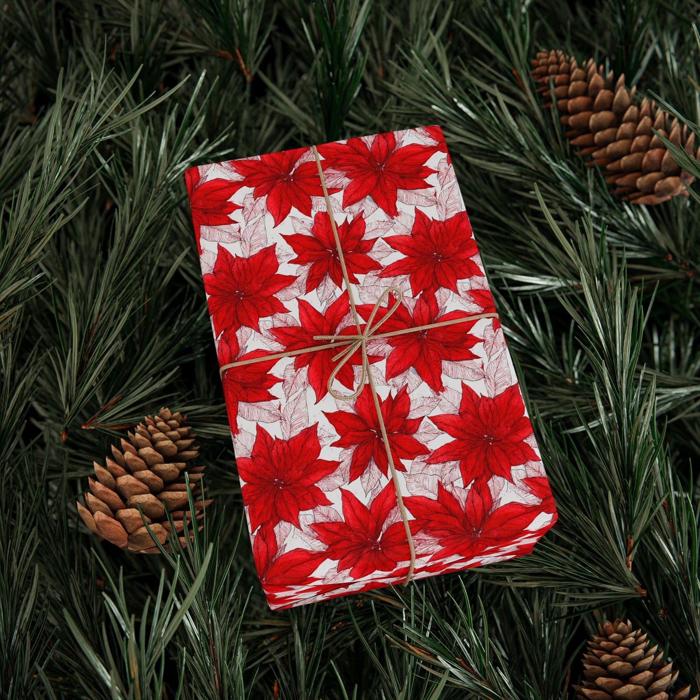 Christmas Blossom Sketch Wrapping Paper