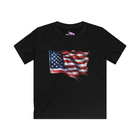 Distressed American Flag Youth Softstyle Tee