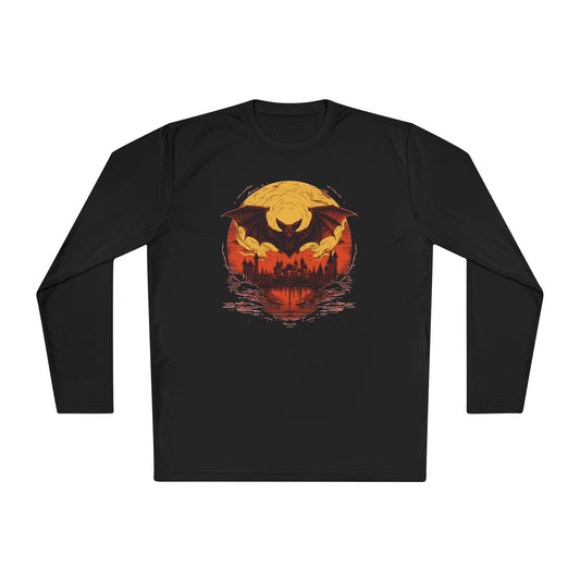 Creepy Bats Over Moon 16 Adult Long Sleeve Tee