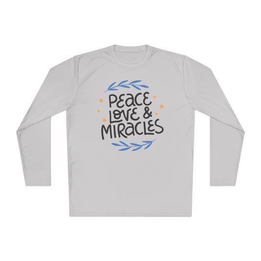 Hanukkah Peace Love & Miracles 2 Adult Long Sleeve Tee
