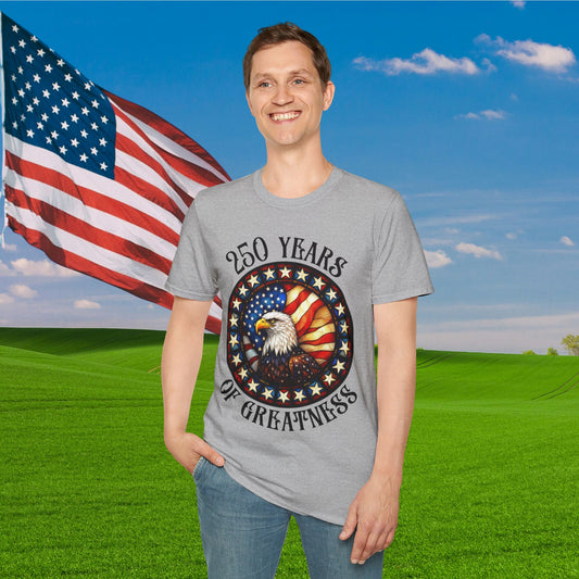 250 Years of Greatness (Stained Glass Eagle) Adult T-shirt