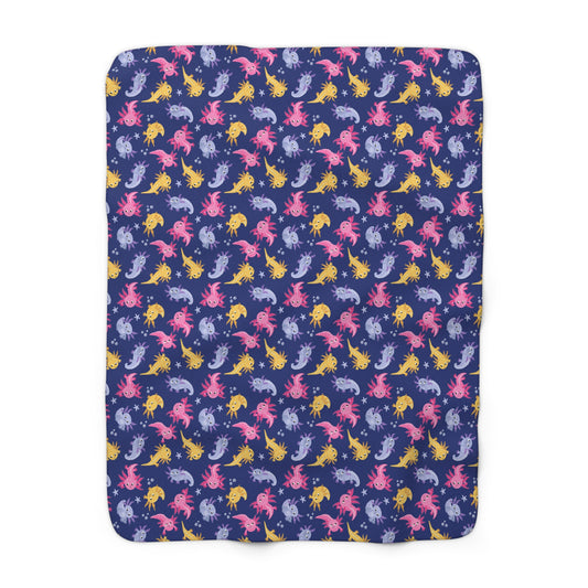 Axolotl Lagoon Sherpa Fleece Blanket