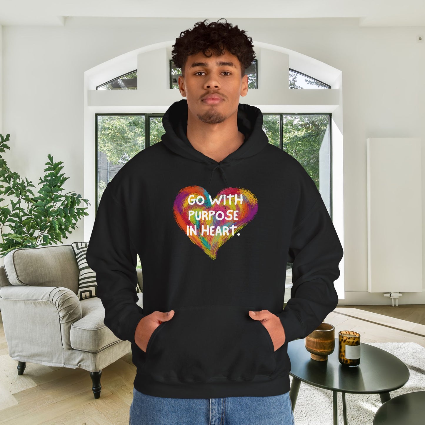 Go With Purpose In Heart Heavy Blend™ Hooded Sweatshirt