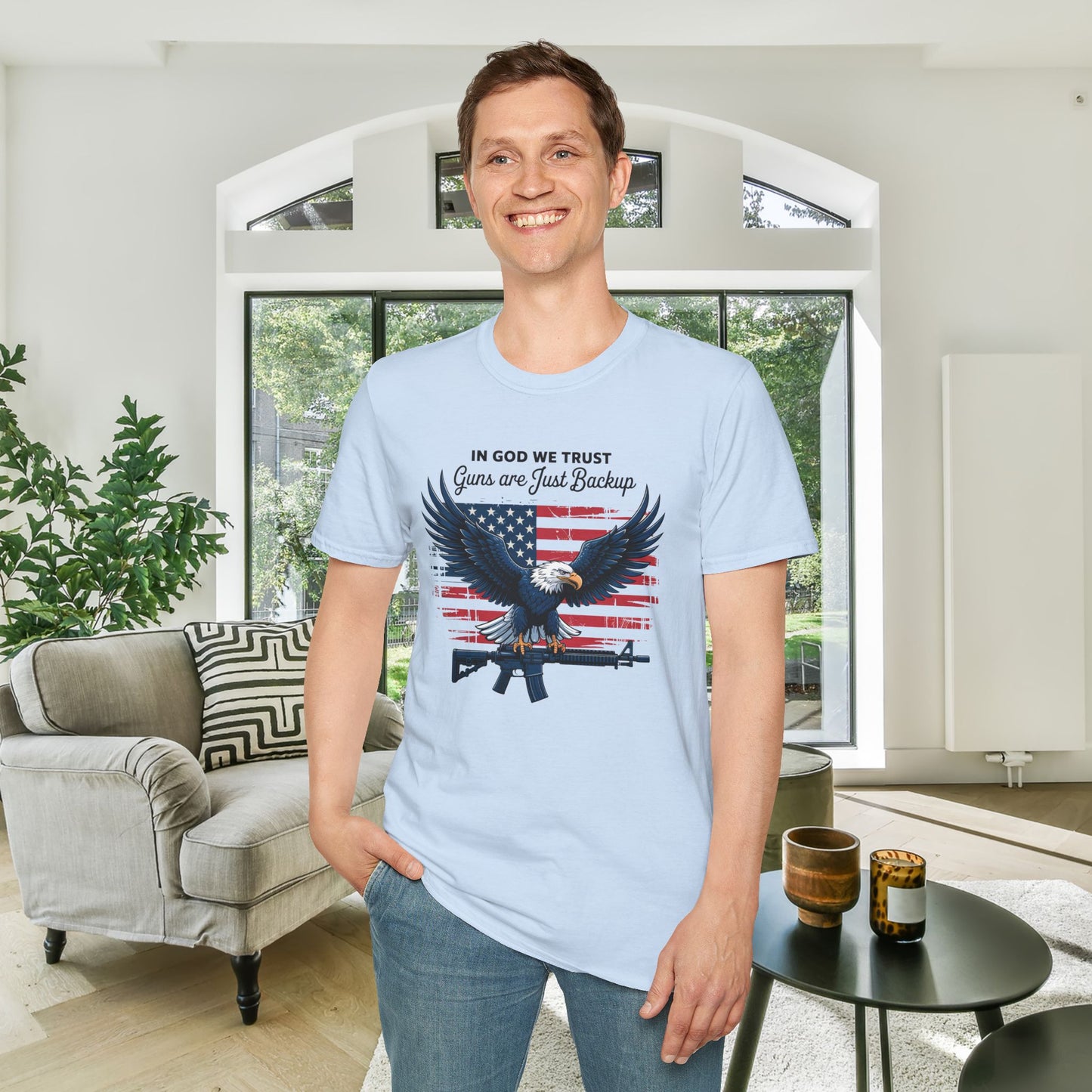 In God We Trust Guns Are Just Backup Adult T-shirt