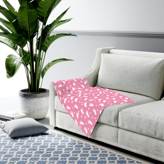 Baby Steps in Pink Swaddle Blanket