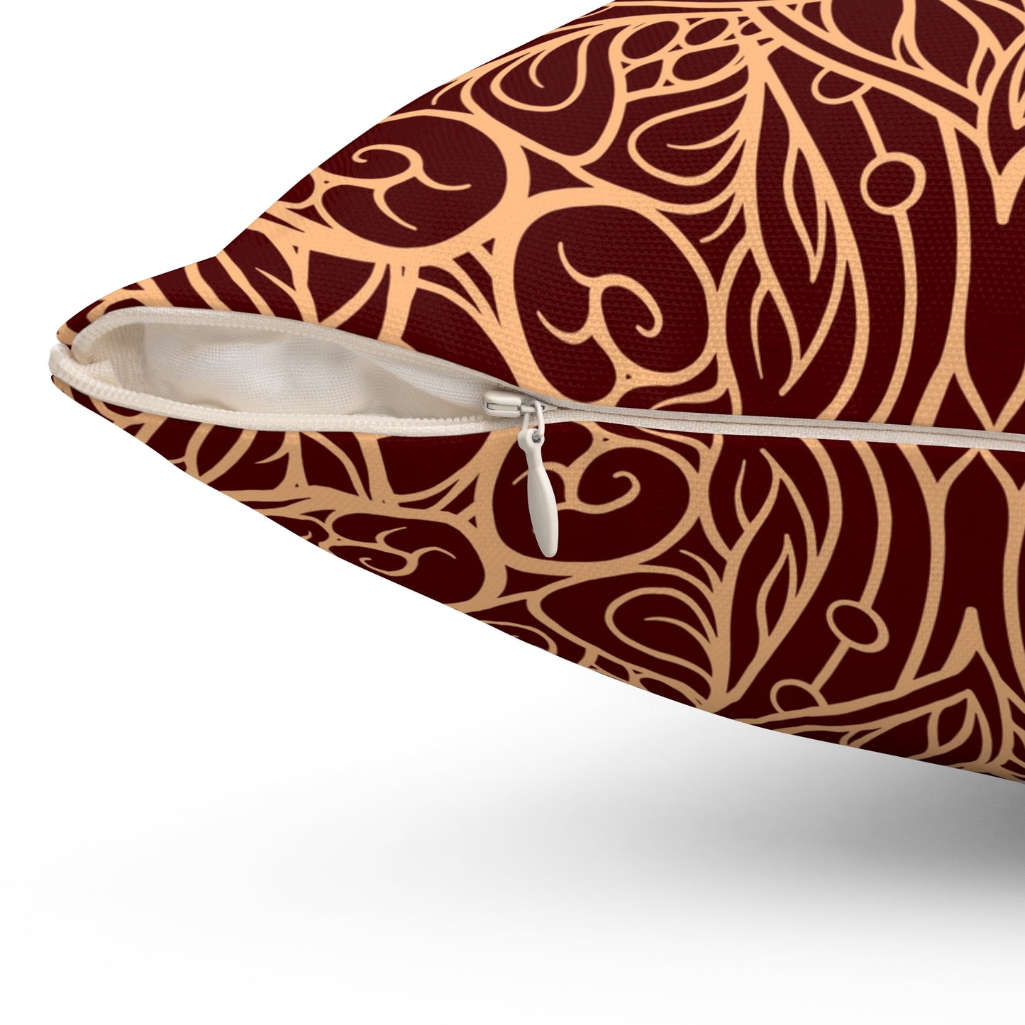 Oriental Red/Gold Floral Throw Pillow