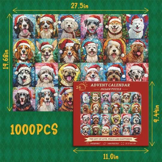 Adorable Santa Dogs Christmas Advent Calendar Puzzle