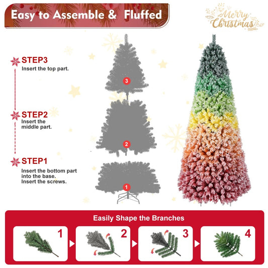 Colorful Frosted Pastel Rainbow Christmas Tree 6FT/7.5FT
