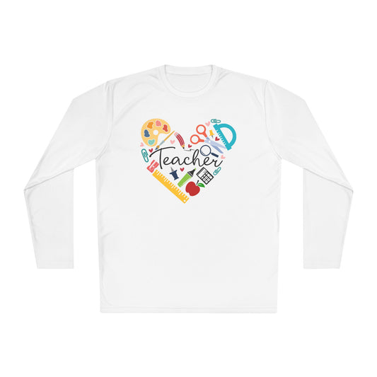 Teacher Supply Heart Adult Long Sleeve Tee