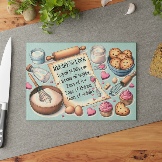 Recipe For Love Glass Cutting Board