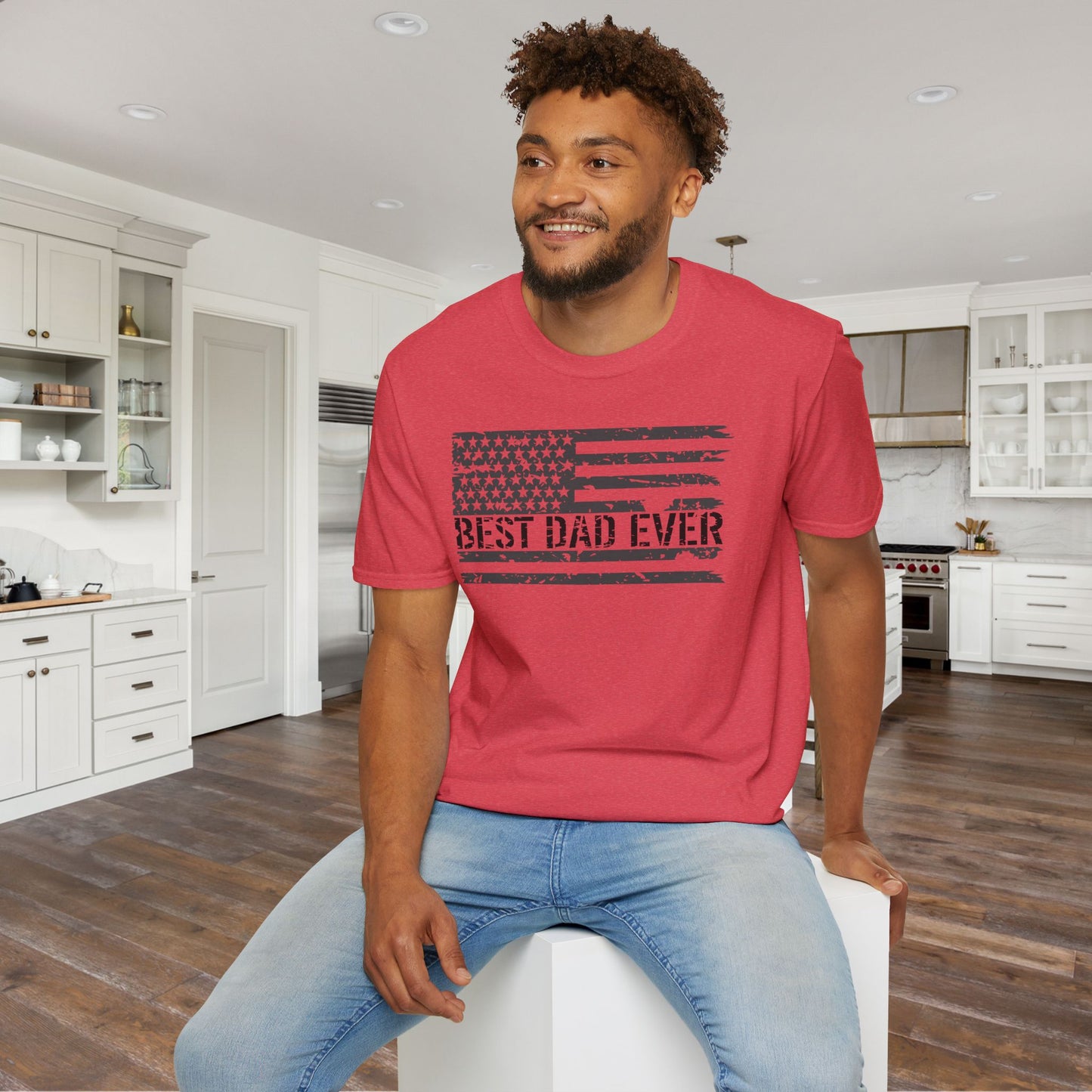 Best Dad Ever (Flag) Adult T-shirt