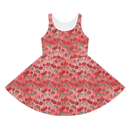 Cherry Bombshell Print Girls' Sleeveless Sundress