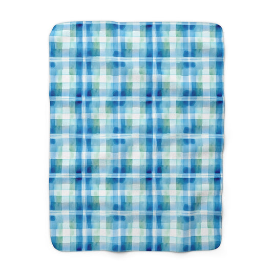 Ocean Sunset Plaid Sherpa Fleece Blanket