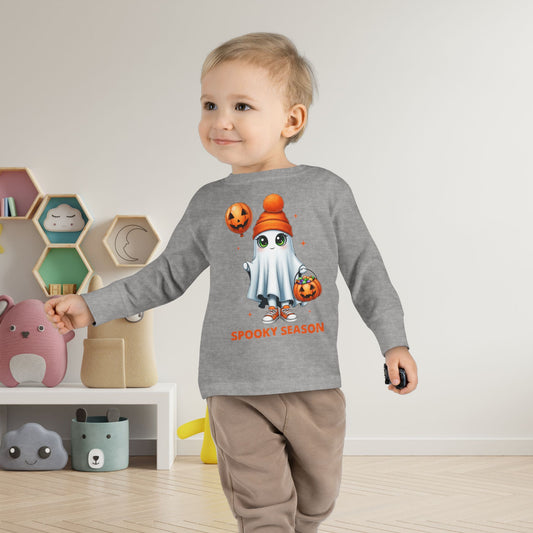 Spooky Season Ghost Trick-or-Treater Toddler Long Sleeve Tee