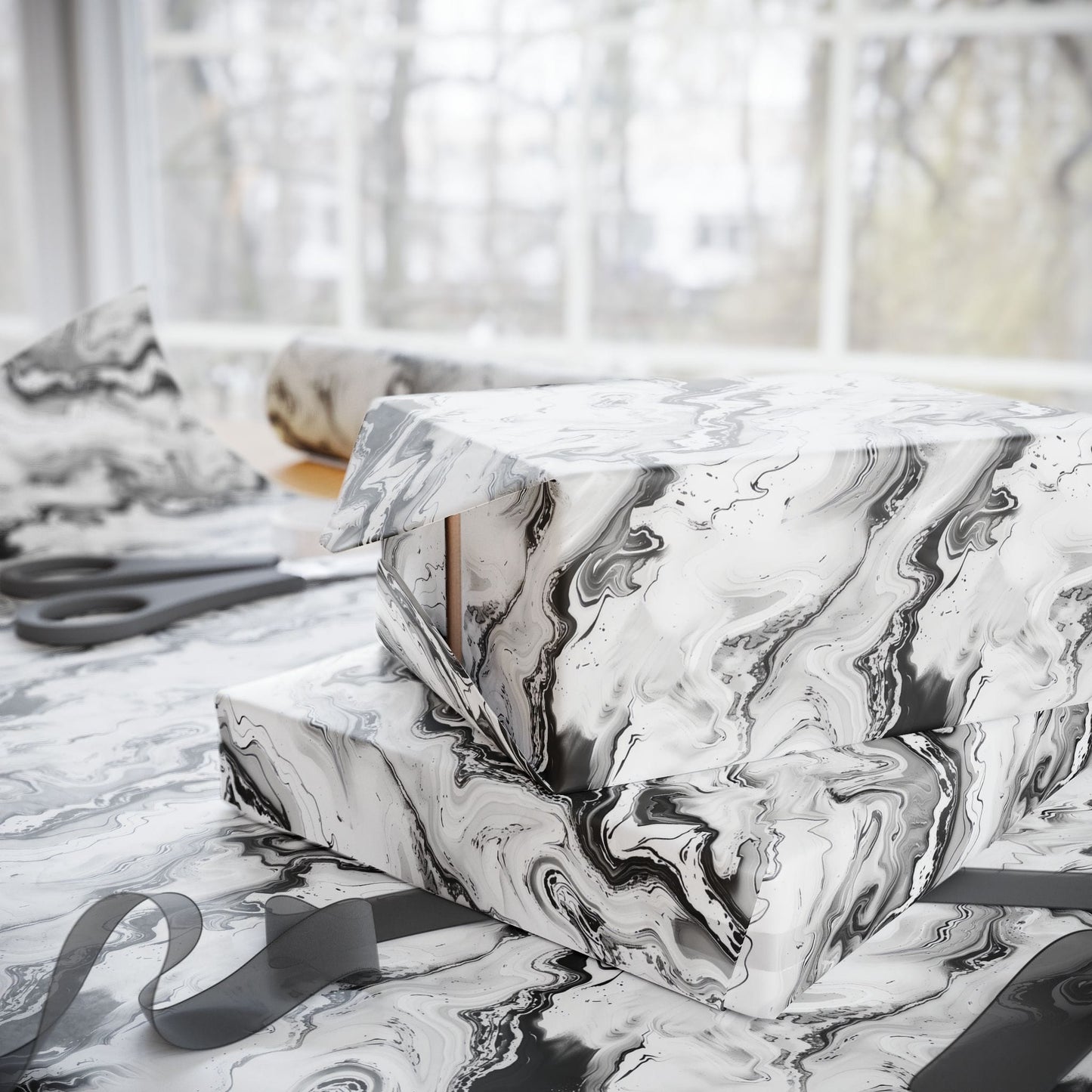 Frost Veil Marble Wrapping Paper