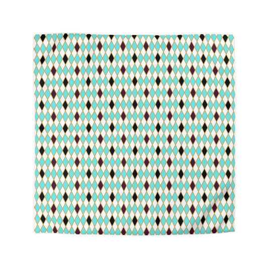 Teal/White Harlequin Microfiber Duvet Cover