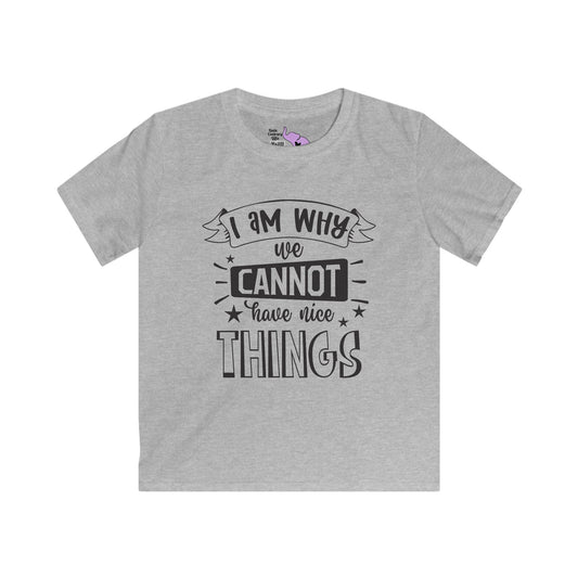 I Am Why We Cannot Have Nice Things Youth Softstyle Tee
