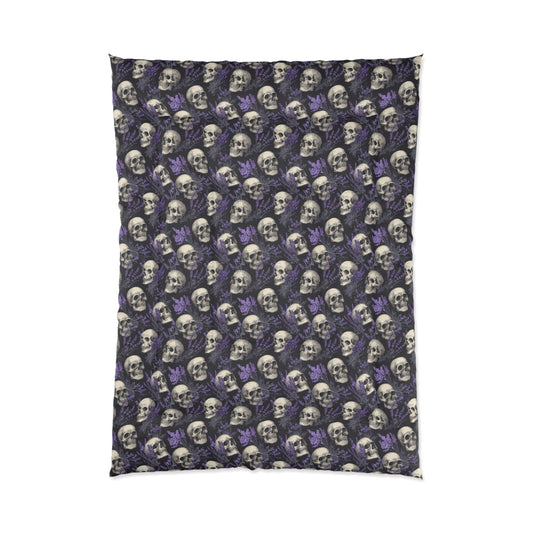 Midnight Lavender Skulls Comforter