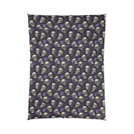 Midnight Lavender Skulls Comforter