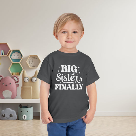 Big Sister Finally (Stars) Toddler Tee