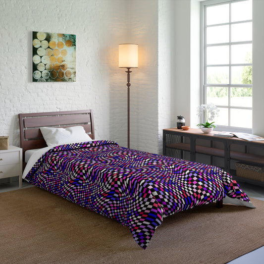 Warped Purple Checkered Comforter
