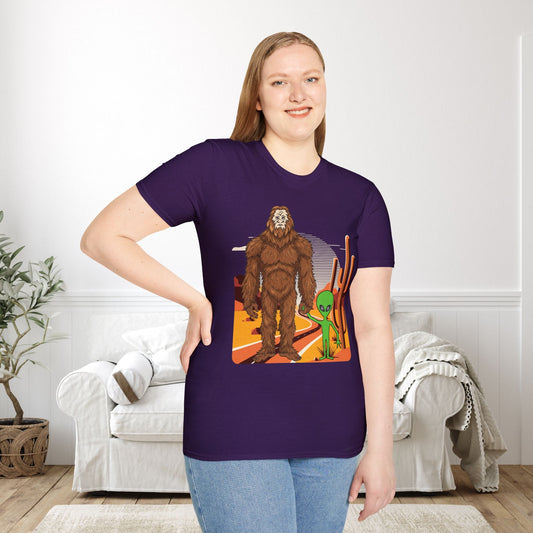 Bigfoot & Alien Adult T-shirt