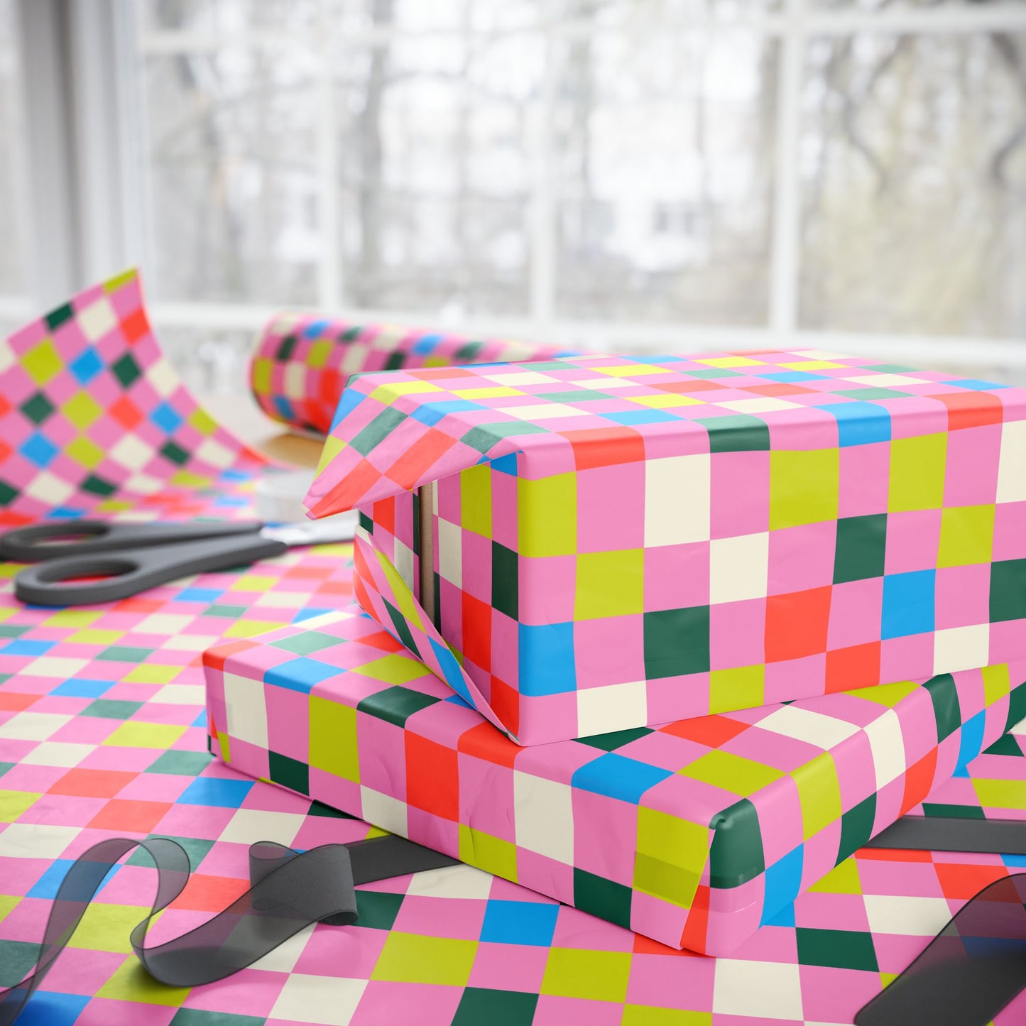 Bubblegum Grid Wrapping Paper