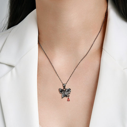 Dark Elegance Butterfly Skeleton Pendant