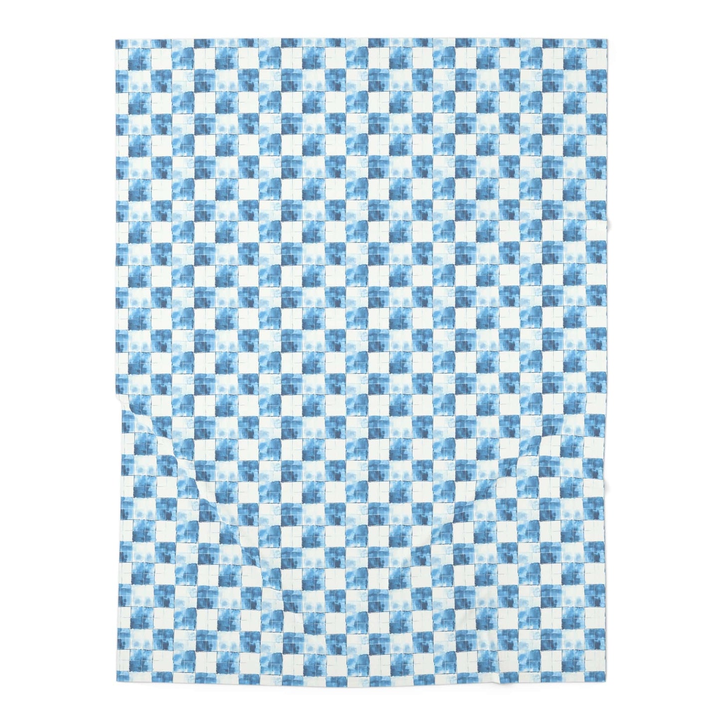 Cozy Blue Checkered Baby Swaddle Blanket
