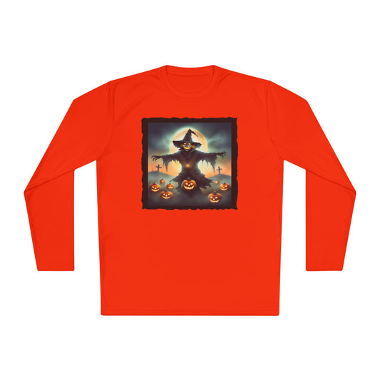 Halloween Scarecrow w/Pumpkins 2 Adult Long Sleeve Tee