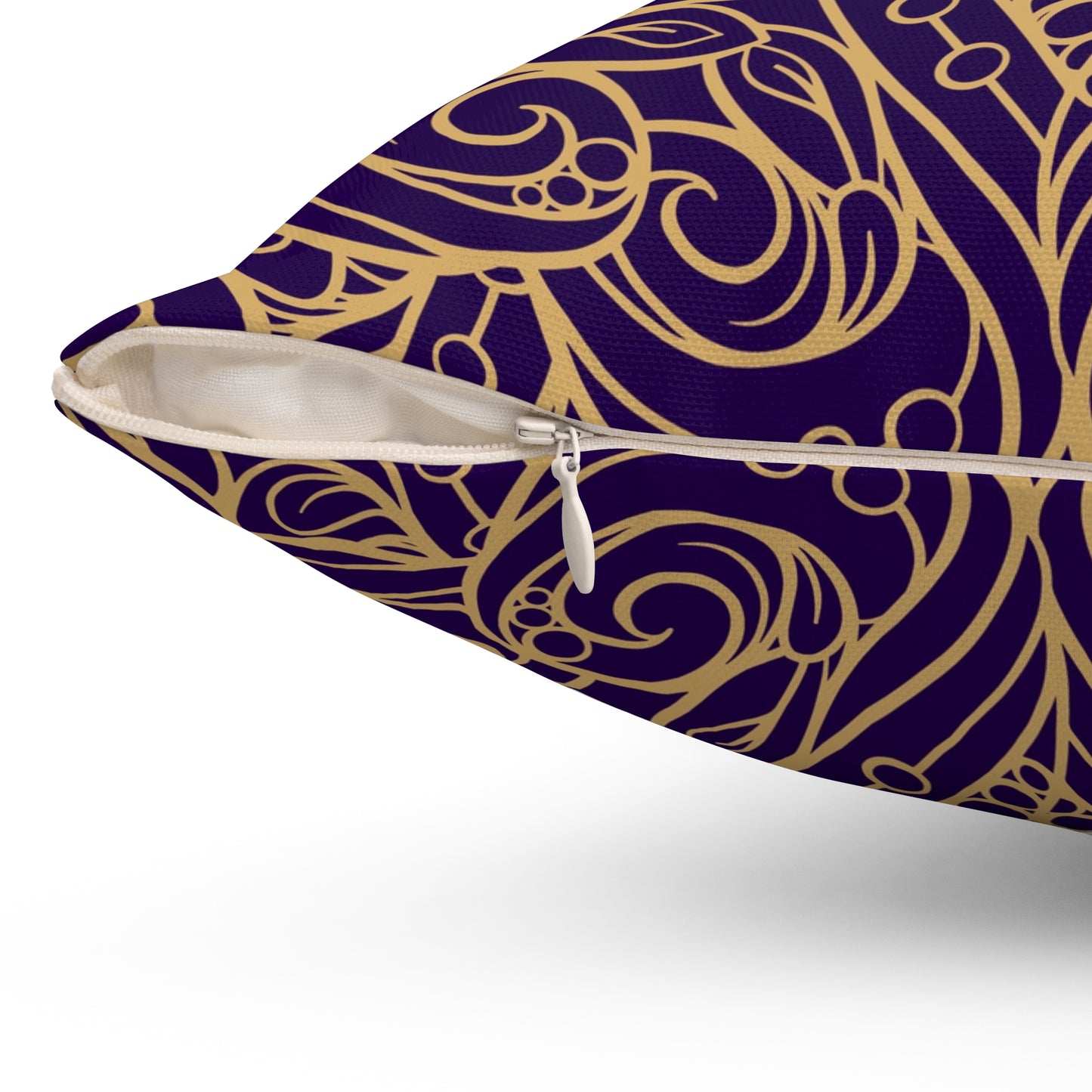 Oriental Purple/Gold Floral Throw Pillow