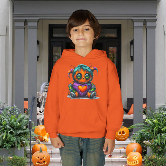 Patchwork Pumpkin Heart Youth Heavy Blend Hoodie