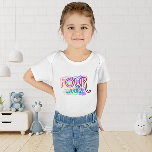 Pastel Wild One Milestone Baby Bodysuit-Four Weeks