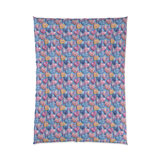 Color Pop Stitched Hearts Comforter