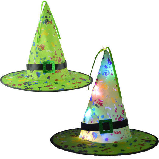 Halloween LED Witch Hats with Light-Up Features – Adult Costume & Party Props