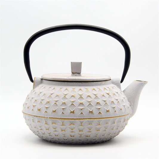 Diamond Cast Iron Tea Kettle with Stainless Steel Infuser – 34 oz (1L)