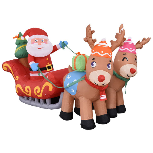 Santa in Sleigh with Two Reindeer Christmas Inflatable