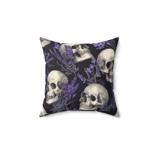 Midnight Lavender Skulls Throw Pillow