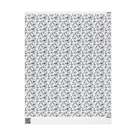Black & White Five Petal Floral Gift Wrap for All Occasions