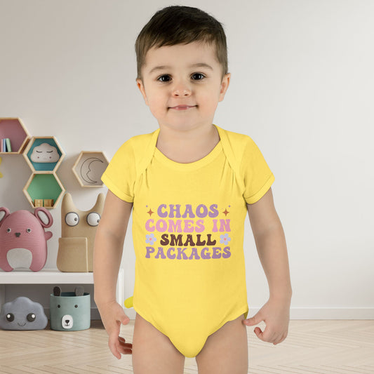 Chaos Comes In Small Packages Baby Rib Bodysuit