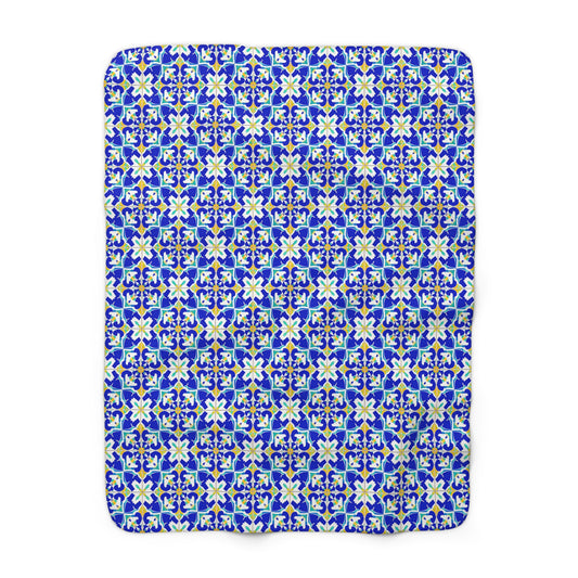 Blue Horizon Mosaic Sherpa Fleece Blanket