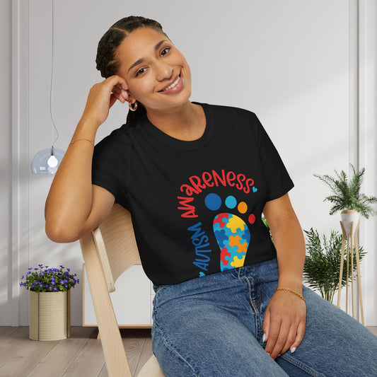 Autism Awarness (Footprint) Adult T-shirt