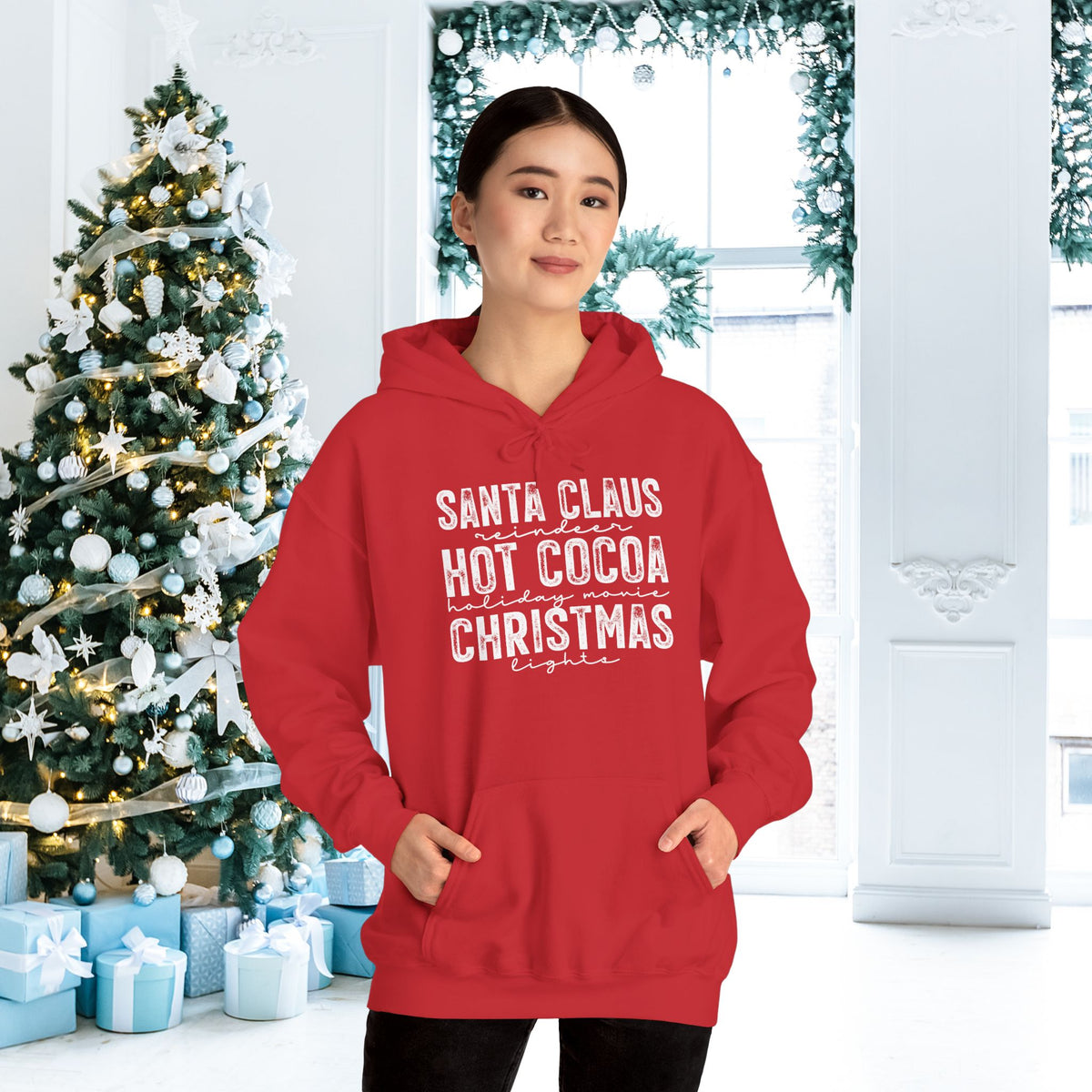 Santa Claus Hot Cocoa Christmas Adult Heavy Blend™ Hoodie