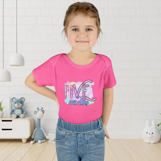 Pastel Wild One Milestone Baby Bodysuit-Five Months