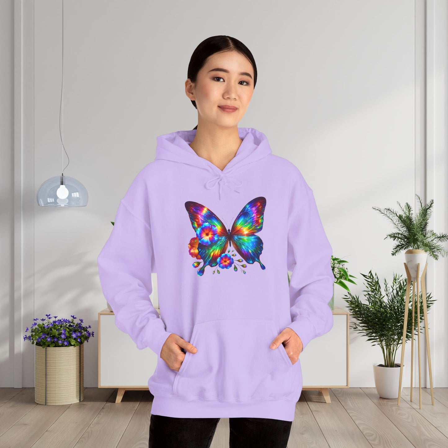 Floral Butterfly Heavy Blend™ Hooded Sweatshirt
