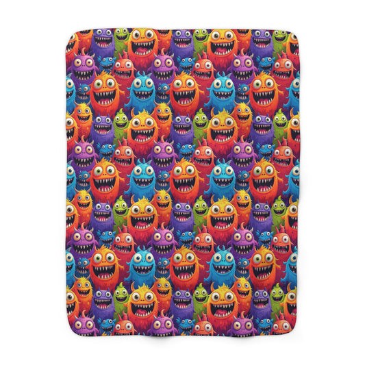 Happy Little Monsters Sherpa Fleece Blanket