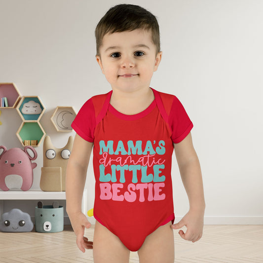 Mama's Dramatic Little Bestie Baby Rib Bodysuit