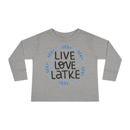 Hanukkah Live Love Latke Toddler Long Sleeve Tee