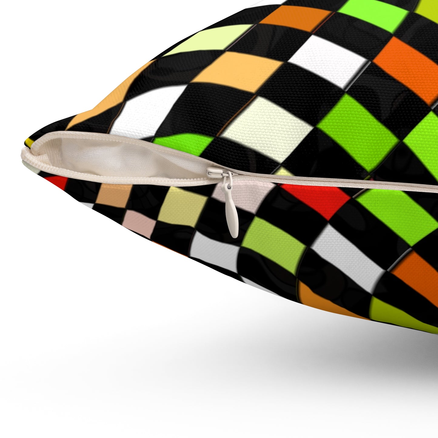 Warped Yellow/Green Checkered Throw Pillow