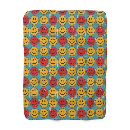 Retro Grins Sherpa Fleece Blanket